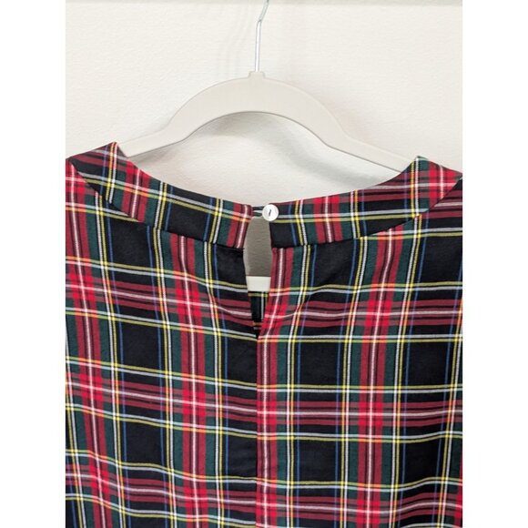 LaRoque Orginal Tartan Print Peplum Ruffle Short Sleeve Top Sz L Preppy Holiday - Picture 6 of 9